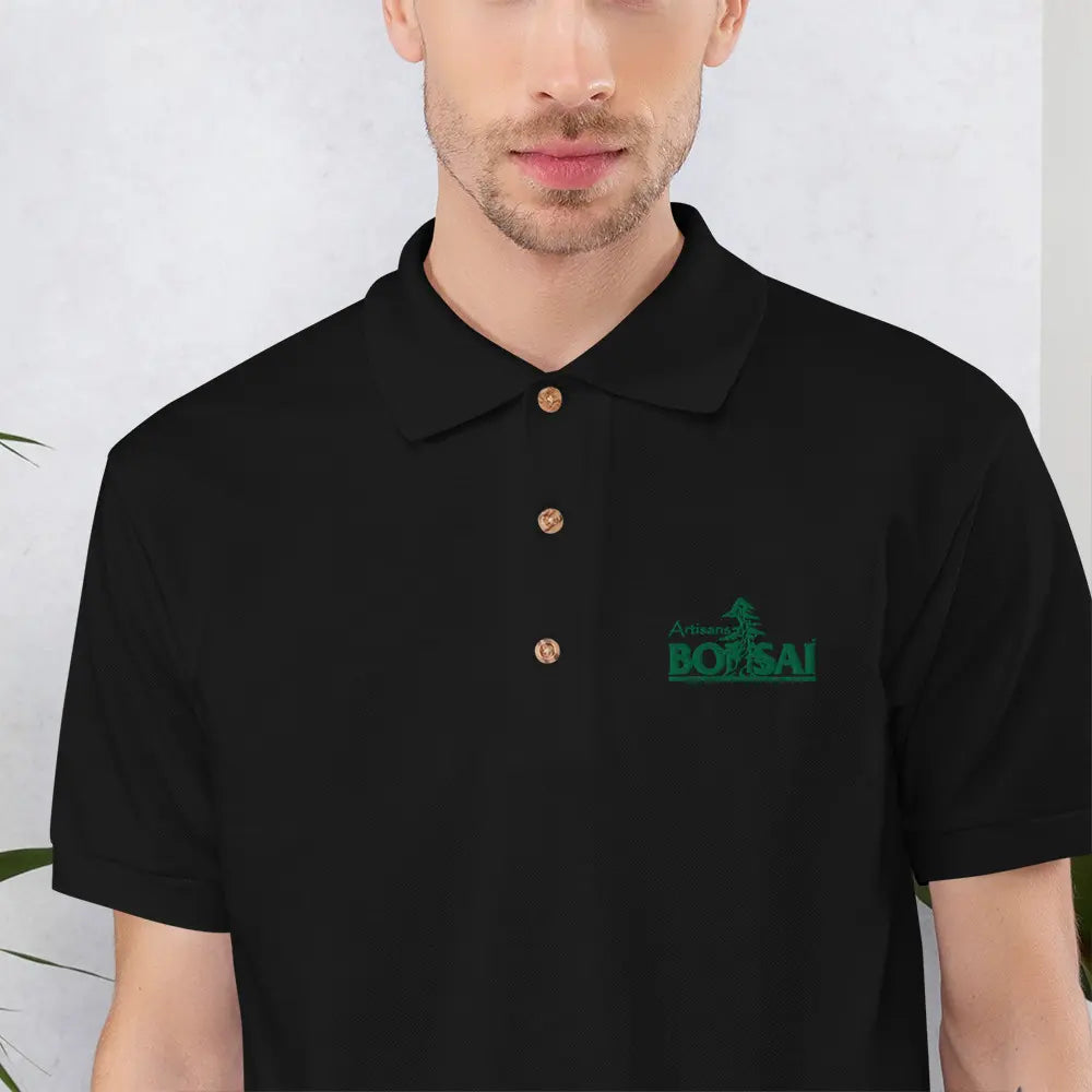 Artisans Bonsai Embroidered Polo Shirt - 2XL / Black